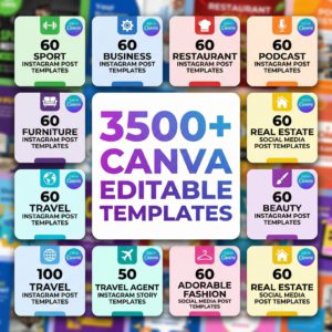 The Ultimate Social Media Toolkit : 3500+ Editable Canva Templates for FB, Instagram & Business.