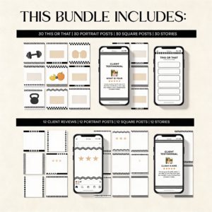 Launch Your Brand Fast: 1,100+ Ready-to-Post Gym & Coaching Instagram Templates | Fully Customizable Canva Assets | PLR/MRR Included