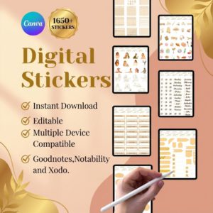 Ultimate PLR Digital Sticker Bundle: Trendy 'That Girl' Aesthetic Icons | Commercial Use License Included | 100% Customizable in Canva for Planners