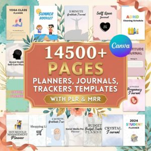Done-For-You Digital Product Business 14,500+ Pages of PLR Canva Templates, Planners & Journals to Resell Instantly