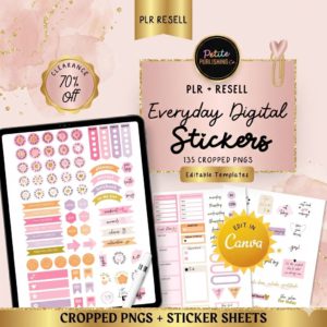 Essential Everyday Digital Stickers for Planners  PLR Master Resell Rights Bundle  Resell for 100% Profit  Includes Canva Template & iPad Sticker Sheets