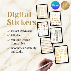 Ultimate PLR Digital Sticker Bundle: Trendy 'That Girl' Aesthetic Icons | Commercial Use License Included | 100% Customizable in Canva for Planners