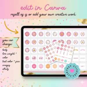 Essential Everyday Digital Stickers for Planners  PLR Master Resell Rights Bundle  Resell for 100% Profit  Includes Canva Template & iPad Sticker Sheets