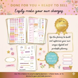 Essential Everyday Digital Stickers for Planners  PLR Master Resell Rights Bundle  Resell for 100% Profit  Includes Canva Template & iPad Sticker Sheets