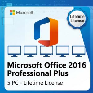 Microsoft Office 2016 Professional Plus – 5 PC Lifetime License